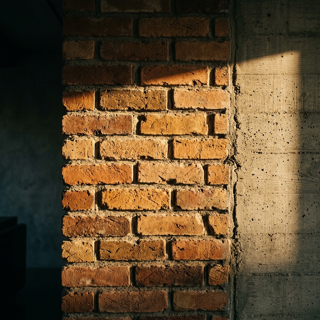 Premium exposed brick and concrete combination feature wall